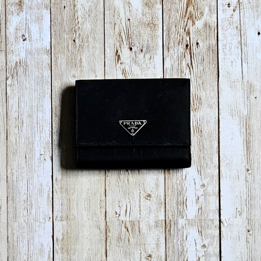Prada Tessuto Nylon & Saffiano Leather Trifold Wallet